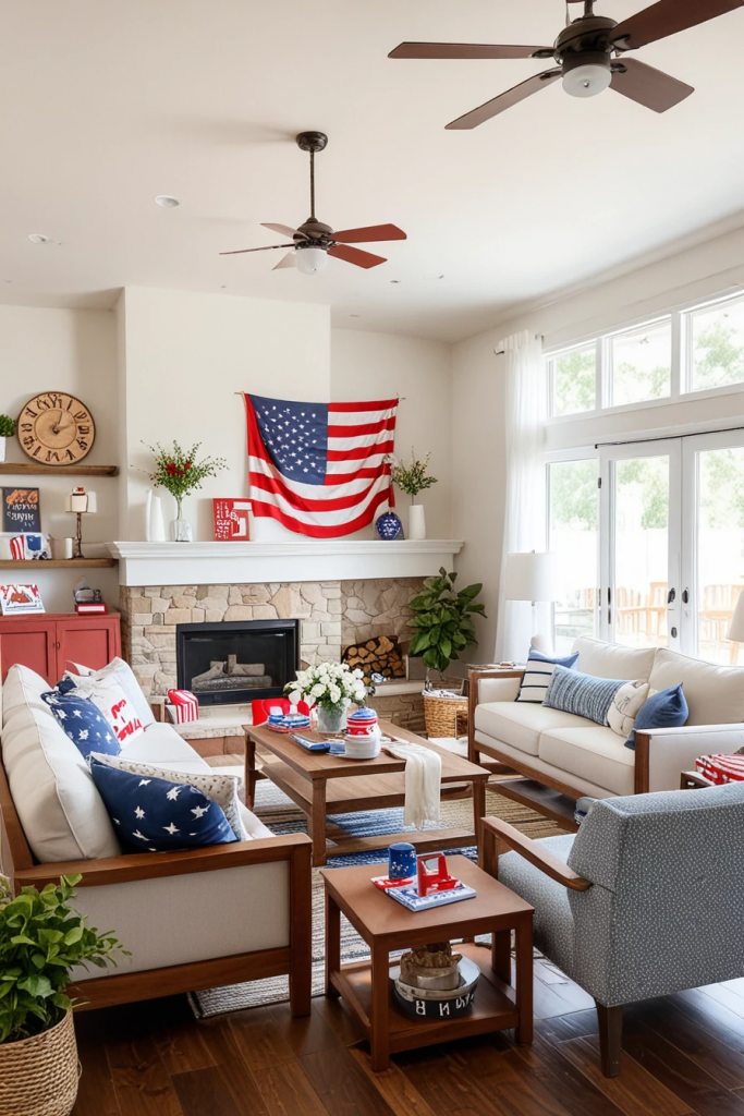 Living Loud in Liberty: 61 Unconventional Americana Decor Ideas for the 4th of July Living Room
