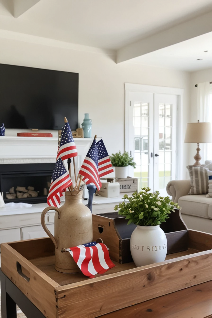 Patriotic Charm Meets Retro Comfort: 65 Vintage-Inspired 4th Of July Living Room Ideas