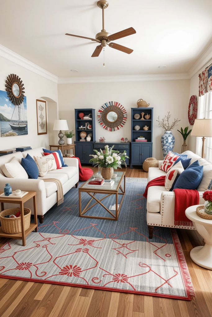 Red, White, And Beachy: 63 Breezy Coastal Living Rooms Decked For The Fourth