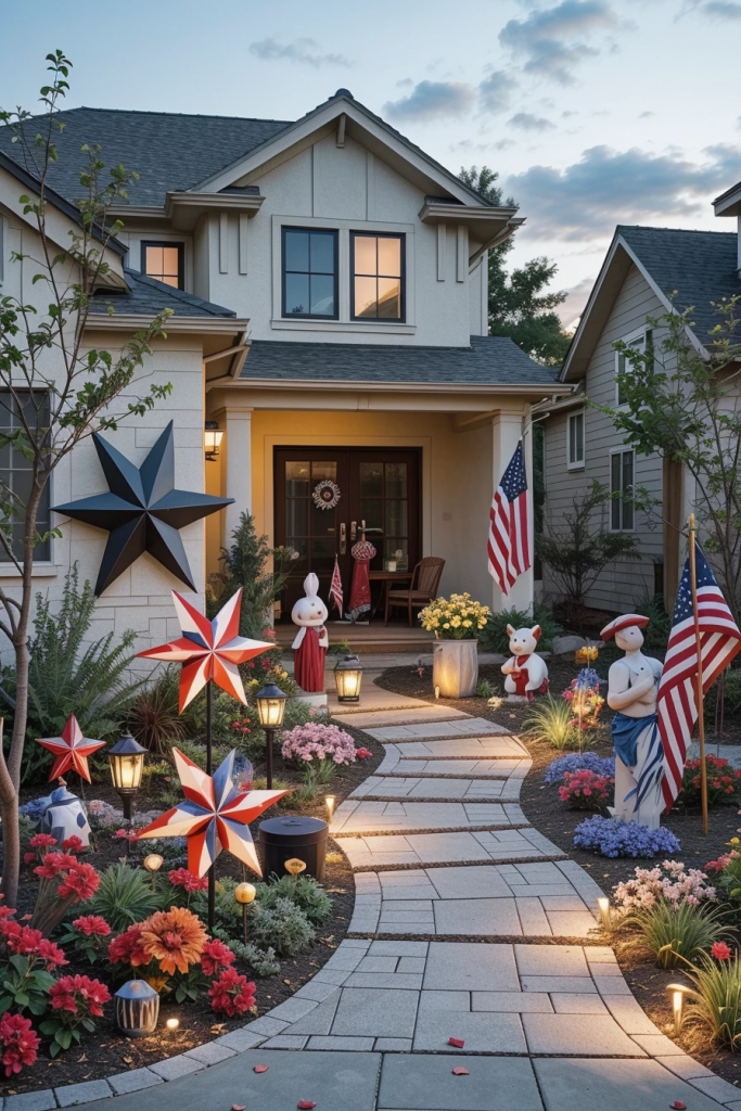 Fireworks For The Front Yard: 60 Jaw-Dropping 4th Of July Home Exterior Ideas