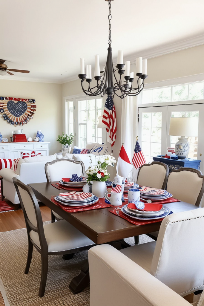 Patriotic Charm Meets Retro Comfort: 65 Vintage-Inspired 4th Of July Living Room Ideas
