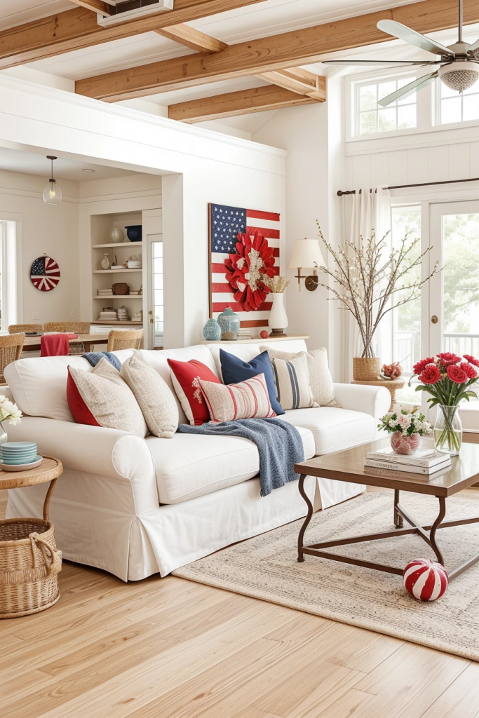 Red, White, And Beachy: 63 Breezy Coastal Living Rooms Decked For The Fourth