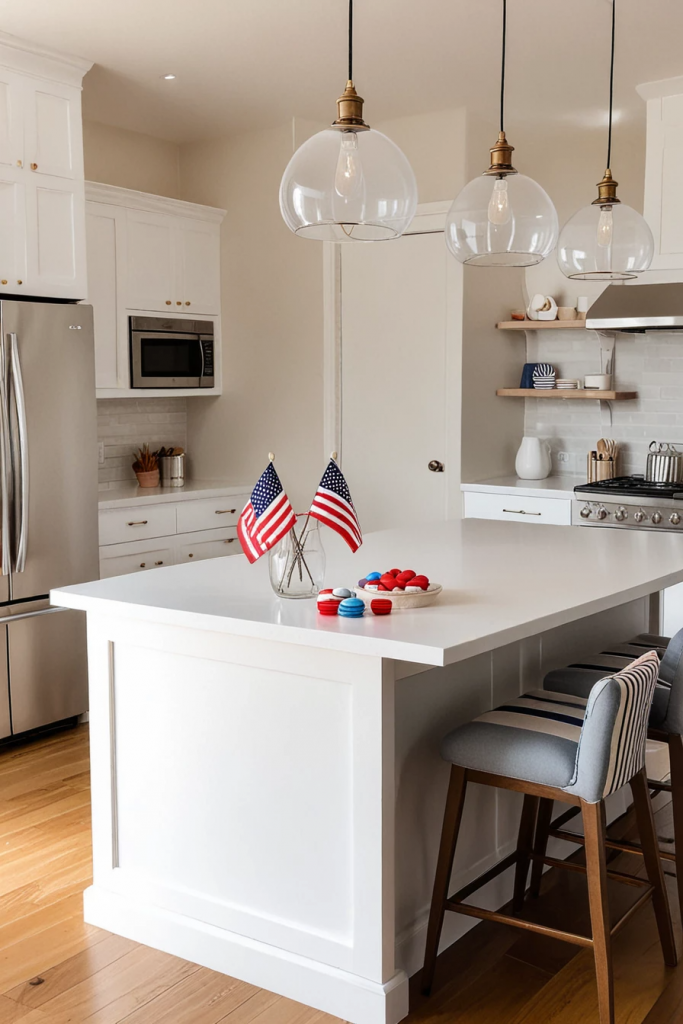 Fireworks At The Heart Of The Home: 63 Festive Kitchen Island Decorations For Independence Day