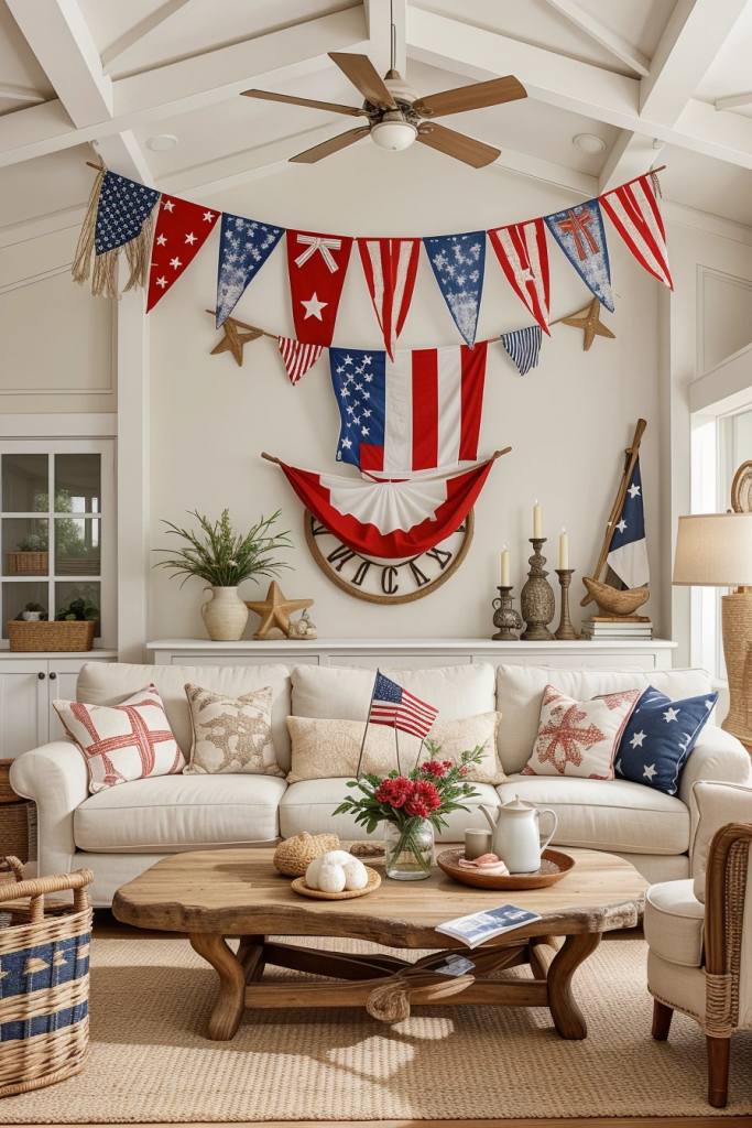 Red, White, And Beachy: 63 Breezy Coastal Living Rooms Decked For The Fourth
