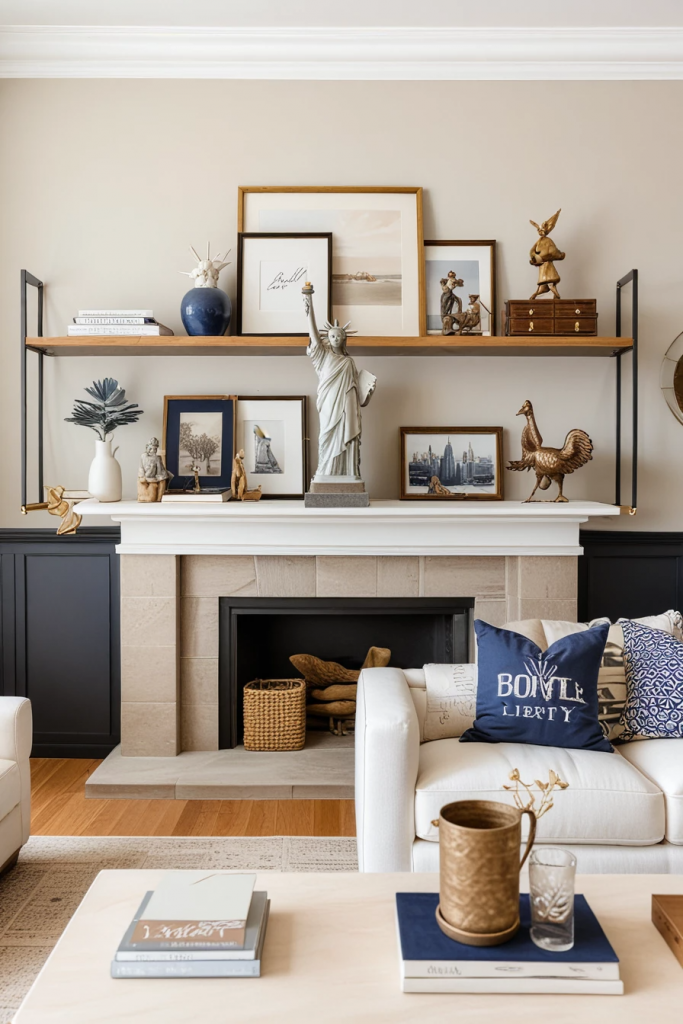 Patriotic Charm Meets Retro Comfort: 65 Vintage-Inspired 4th Of July Living Room Ideas