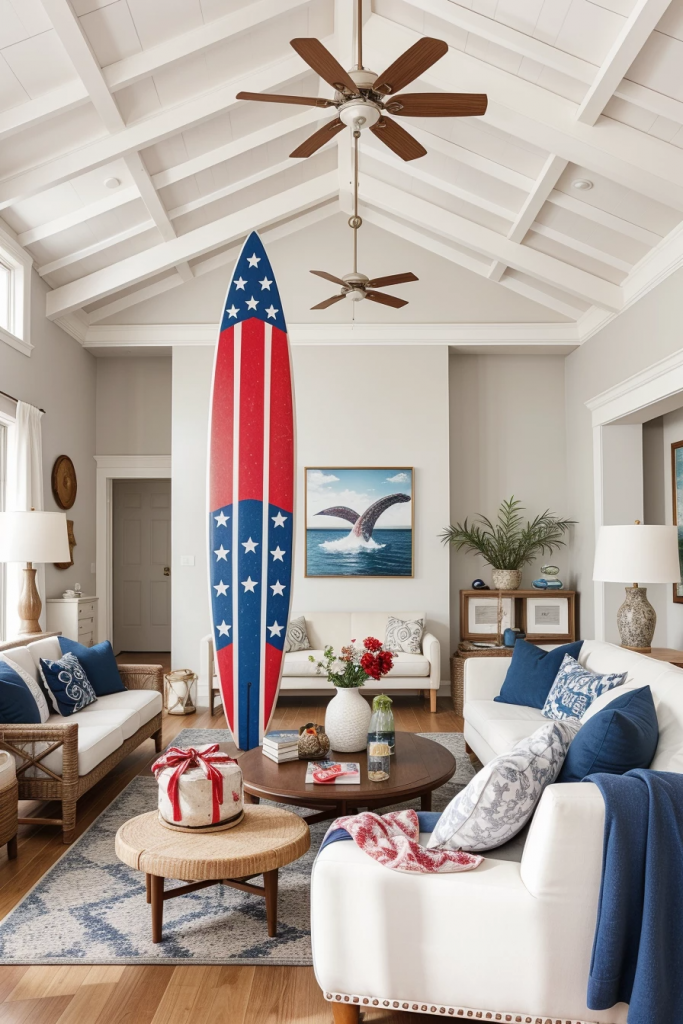 Red, White, And Beachy: 63 Breezy Coastal Living Rooms Decked For The Fourth