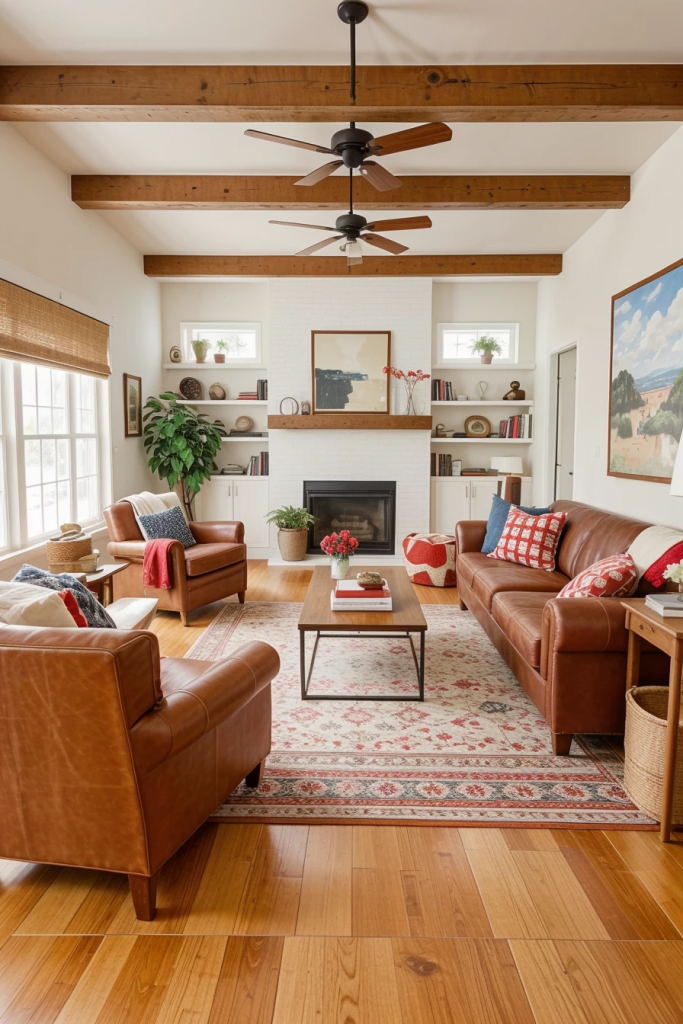 Patriotic Charm Meets Retro Comfort: 65 Vintage-Inspired 4th Of July Living Room Ideas