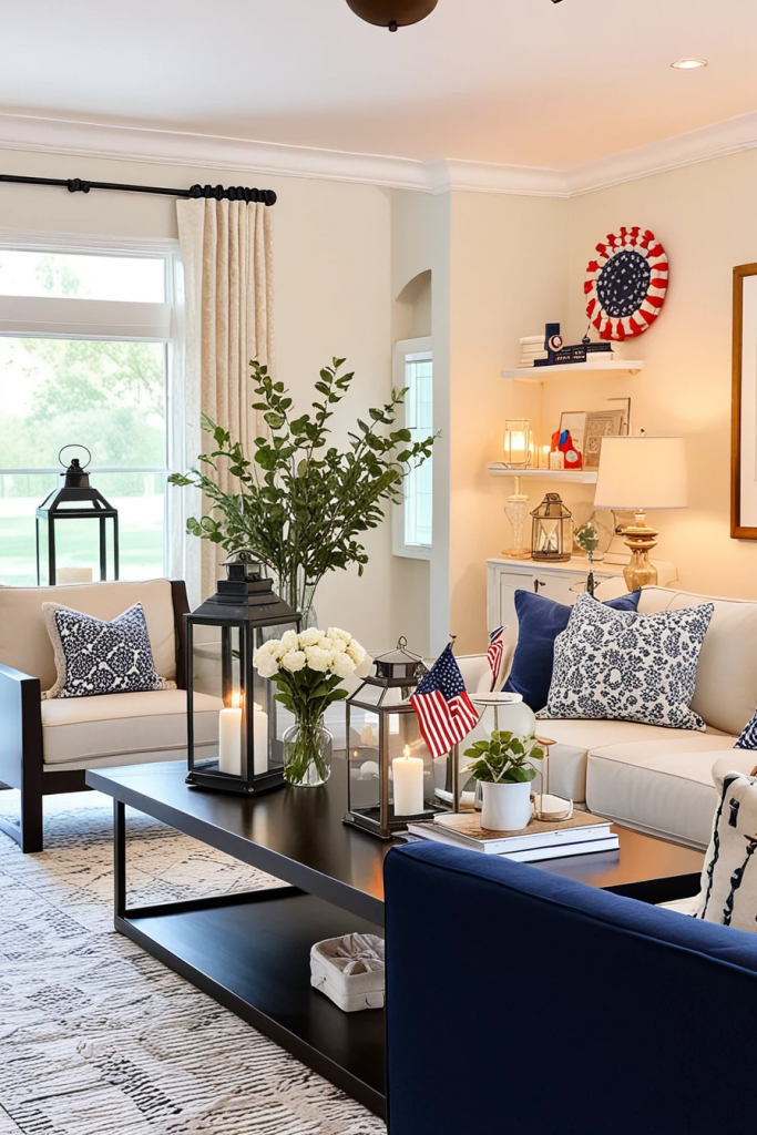 Patriotic Charm Meets Retro Comfort: 65 Vintage-Inspired 4th Of July Living Room Ideas