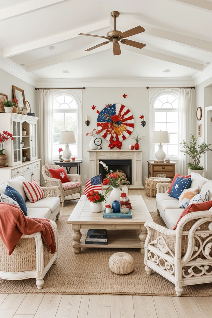 Red, White, And Beachy: 63 Breezy Coastal Living Rooms Decked For The Fourth