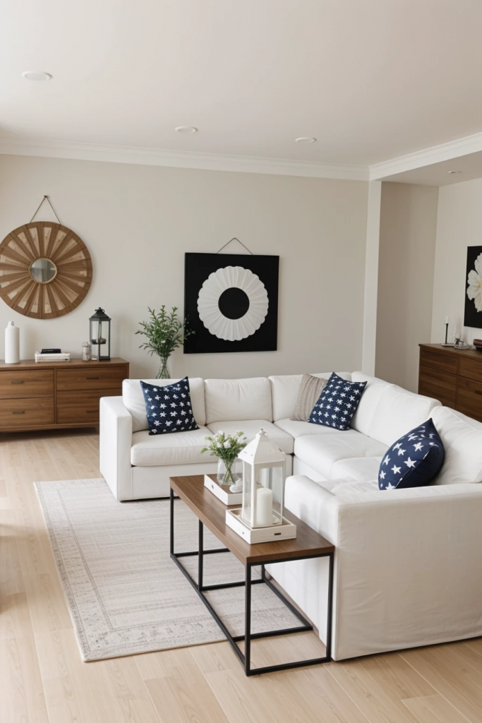 Patriotic Charm Meets Retro Comfort: 65 Vintage-Inspired 4th Of July Living Room Ideas