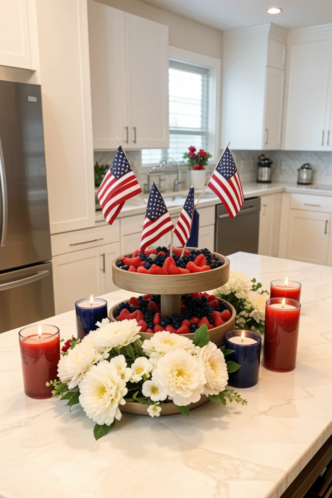 Fireworks At The Heart Of The Home: 63 Festive Kitchen Island Decorations For Independence Day