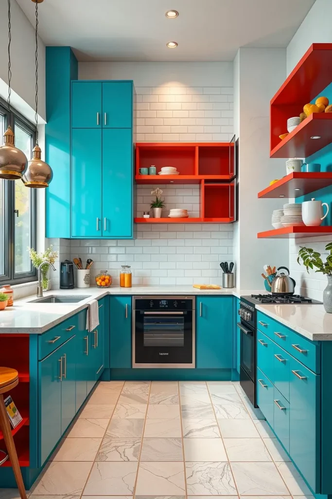 65 Bright Retro Elements in a Modern Kitchen: Add Vintage Charm to a Sleek Space