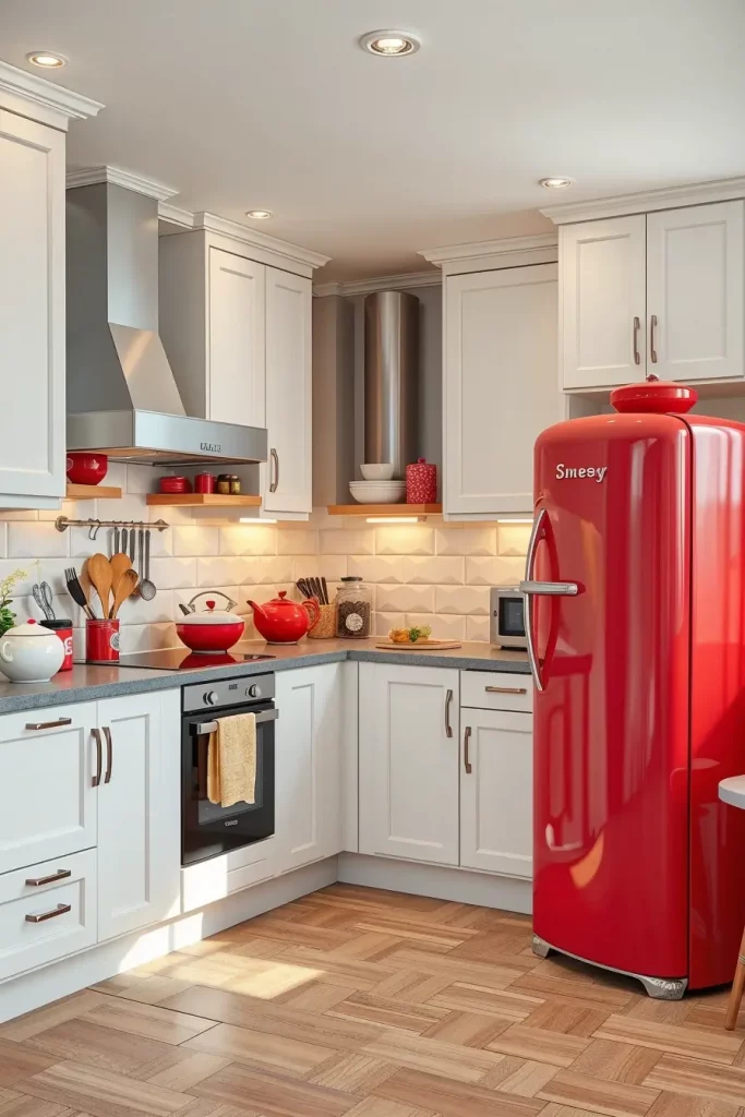 65 Bright Retro Elements in a Modern Kitchen: Add Vintage Charm to a Sleek Space