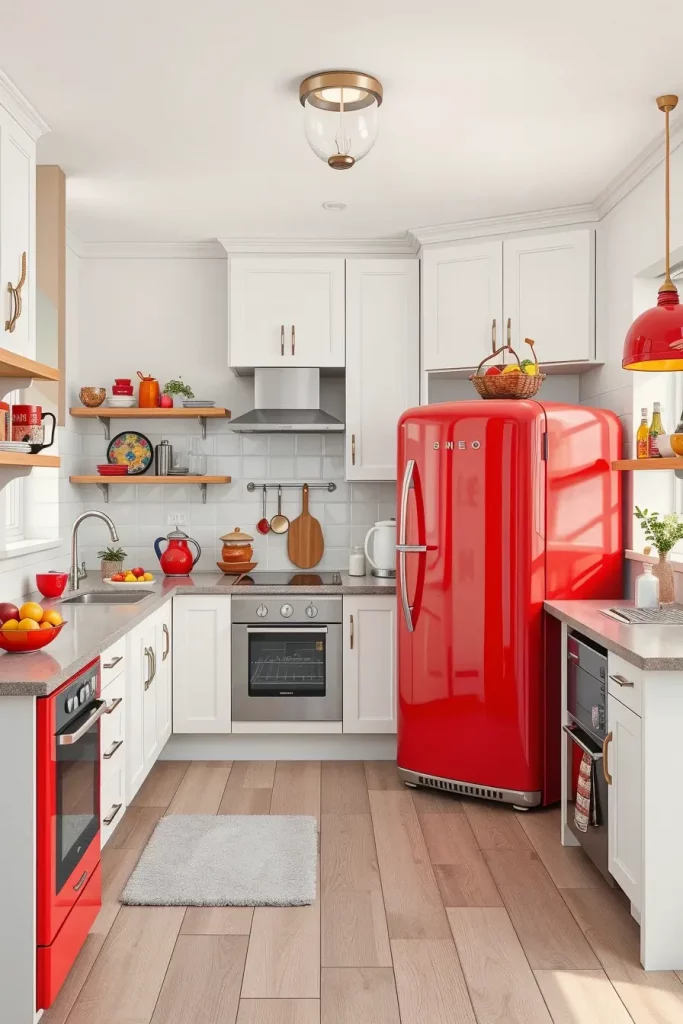 65 Bright Retro Elements in a Modern Kitchen: Add Vintage Charm to a Sleek Space