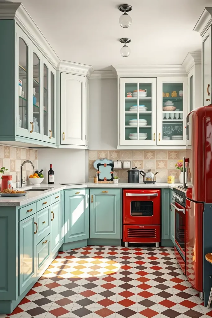 65 Bright Retro Elements in a Modern Kitchen: Add Vintage Charm to a Sleek Space