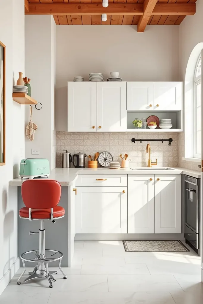 65 Bright Retro Elements in a Modern Kitchen: Add Vintage Charm to a Sleek Space