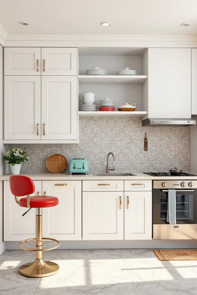65 Bright Retro Elements in a Modern Kitchen: Add Vintage Charm to a Sleek Space