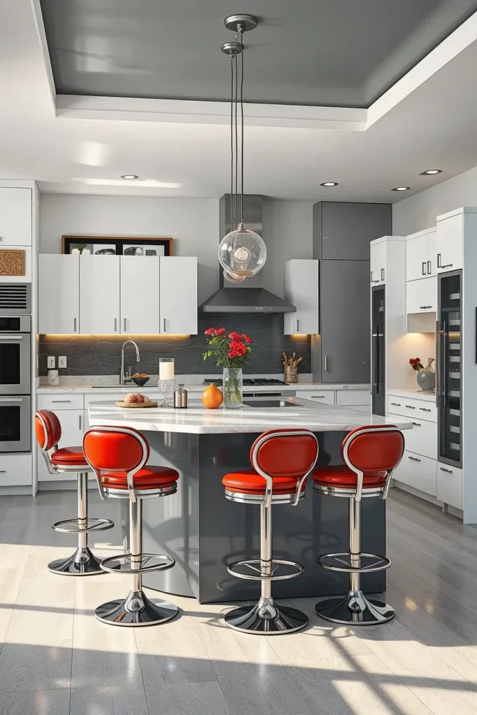 65 Bright Retro Elements in a Modern Kitchen: Add Vintage Charm to a Sleek Space