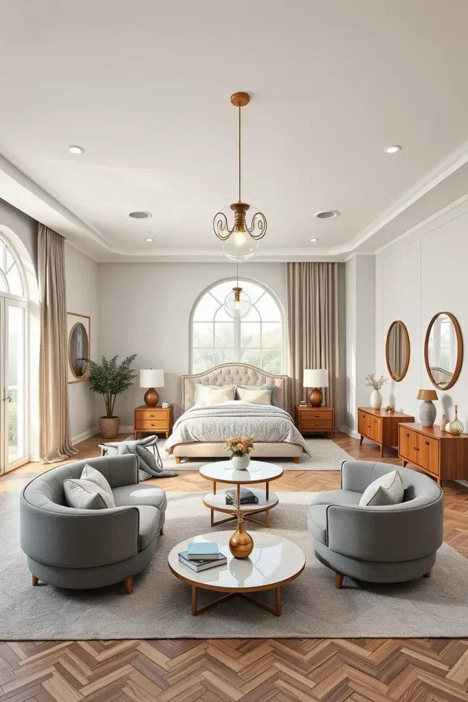66 Corner-Free Furniture Ideas for Bedrooms and Living Rooms