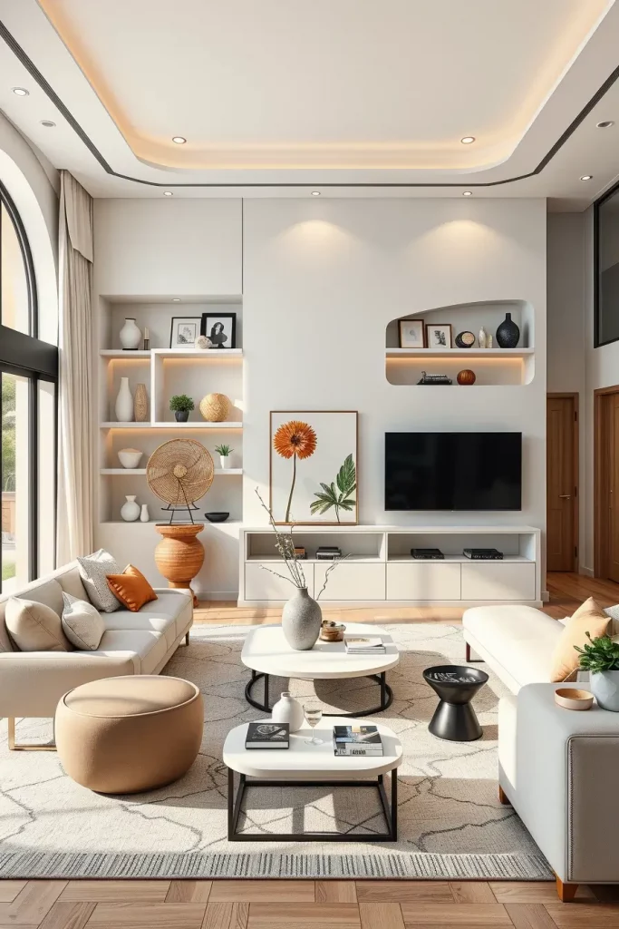 Sculpted Serenity: 68 Soft Curves in the Living Room That Whisper Modern Elegance