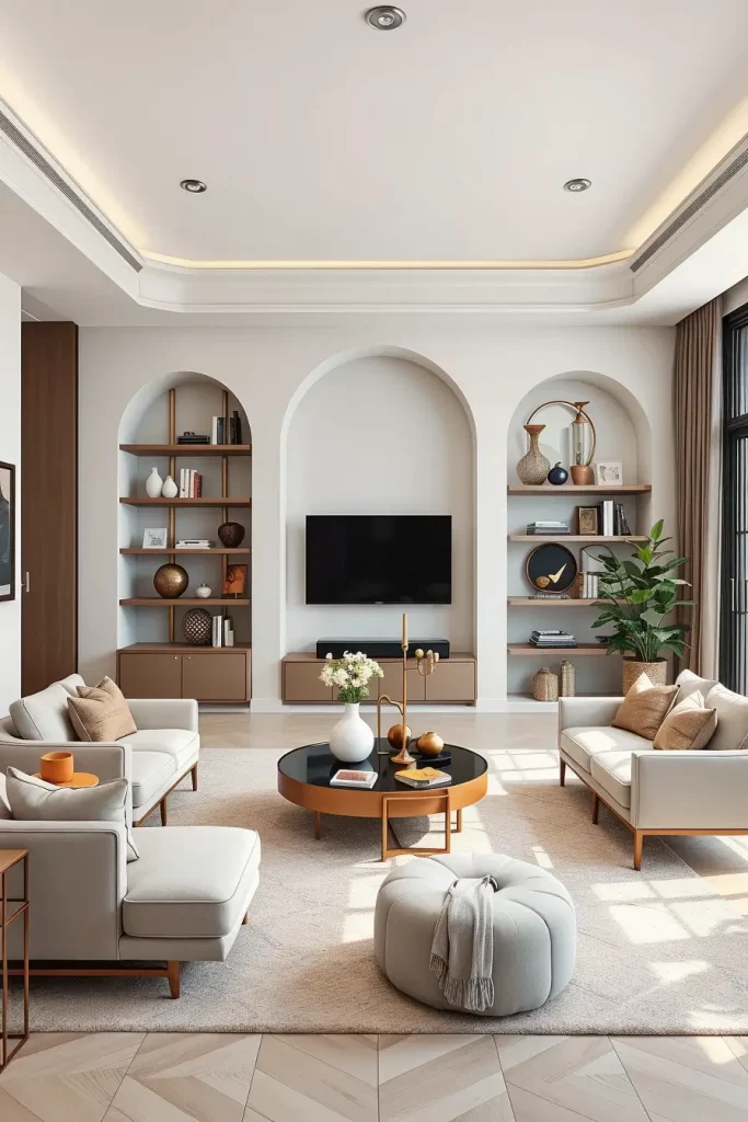 Sculpted Serenity: 68 Soft Curves in the Living Room That Whisper Modern Elegance