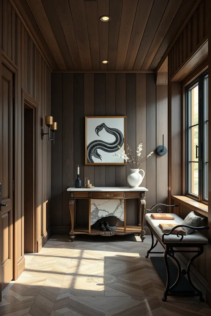 Timber Tales: 72 Artistic Panel Designs That Transform Hallways into Gallery Spaces