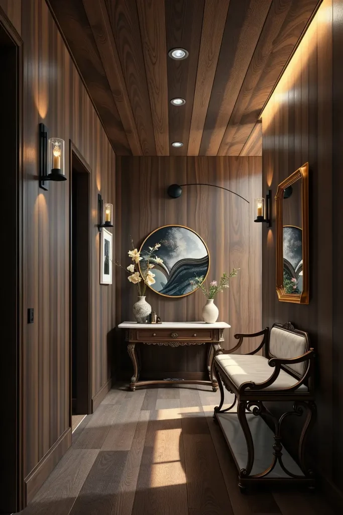 Timber Tales: 72 Artistic Panel Designs That Transform Hallways into Gallery Spaces