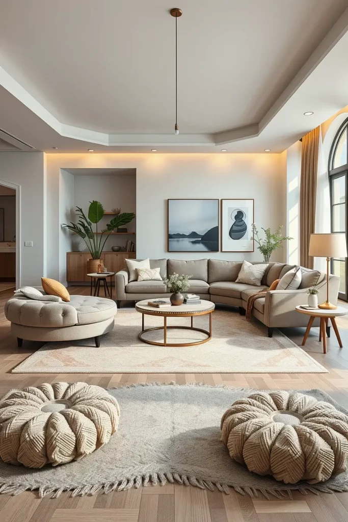 66 Corner-Free Furniture Ideas for Bedrooms and Living Rooms