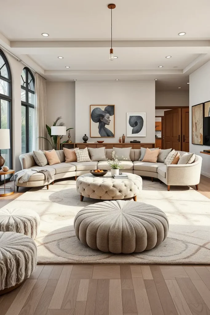 66 Corner-Free Furniture Ideas for Bedrooms and Living Rooms