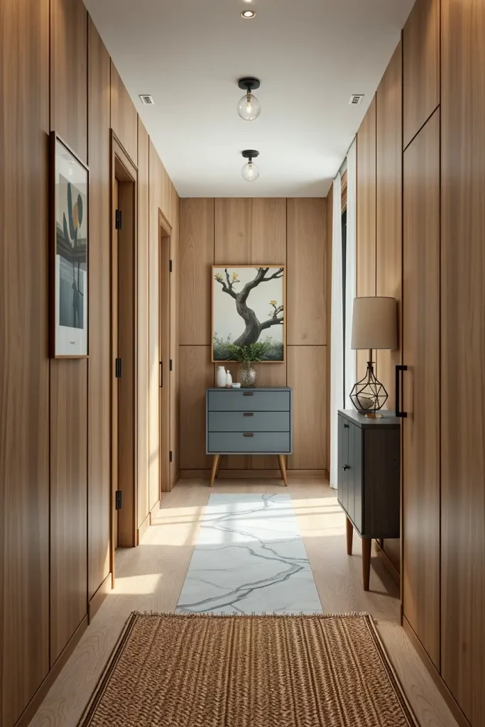 Timber Tales: 72 Artistic Panel Designs That Transform Hallways into Gallery Spaces