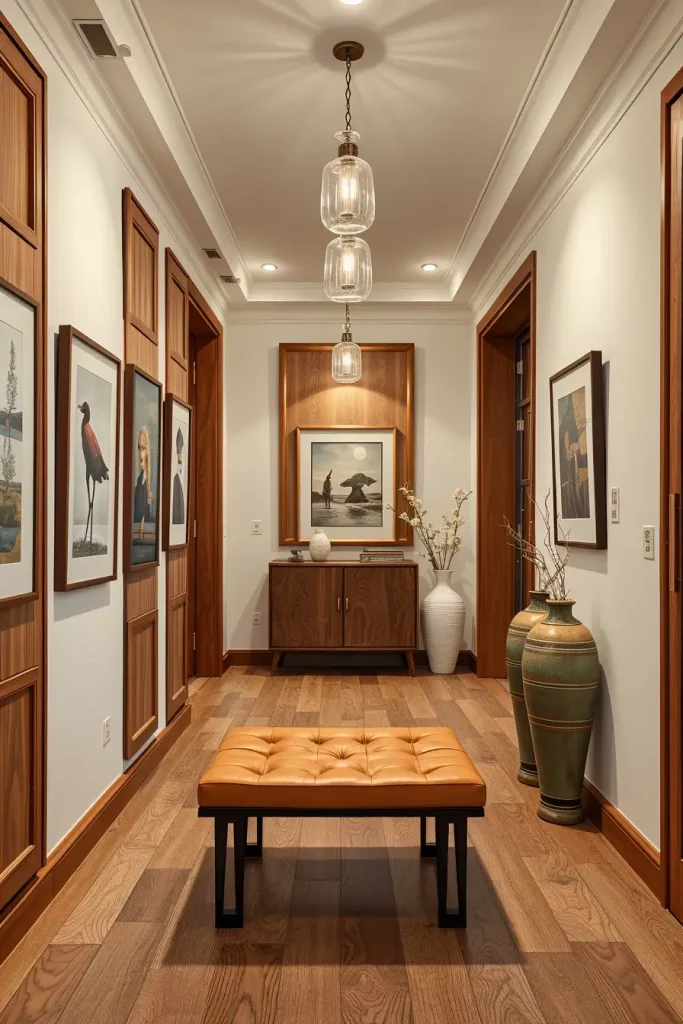 Timber Tales: 72 Artistic Panel Designs That Transform Hallways into Gallery Spaces