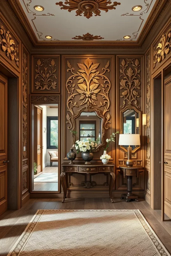 Timber Tales: 72 Artistic Panel Designs That Transform Hallways into Gallery Spaces