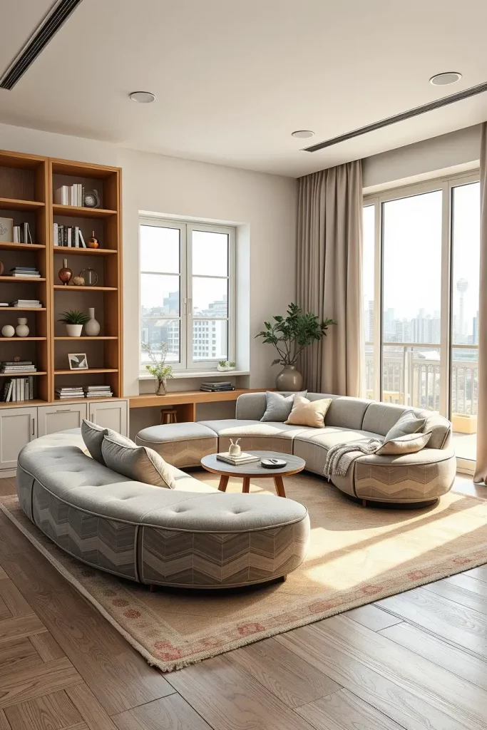66 Corner-Free Furniture Ideas for Bedrooms and Living Rooms