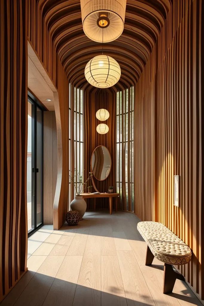 Timber Tales: 72 Artistic Panel Designs That Transform Hallways into Gallery Spaces