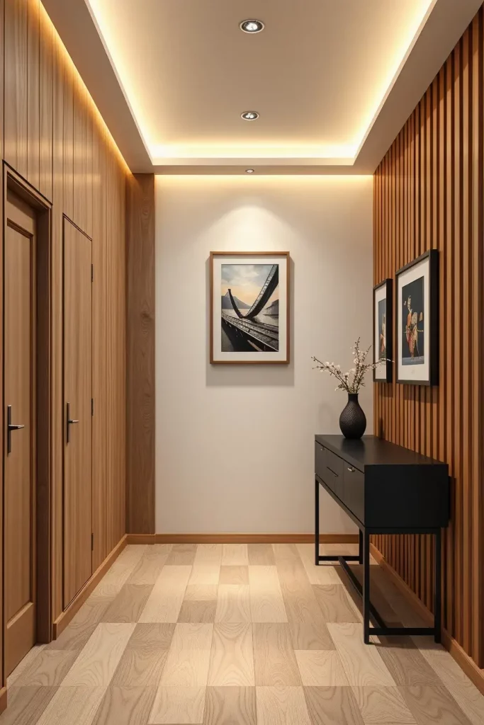 Timber Tales: 72 Artistic Panel Designs That Transform Hallways into Gallery Spaces
