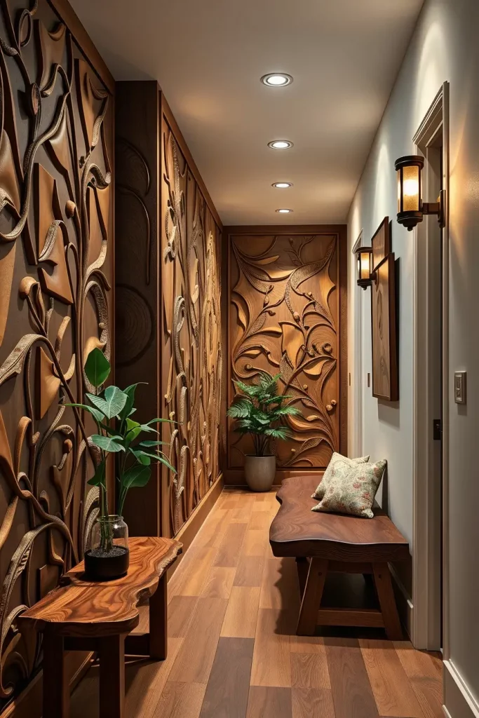 Timber Tales: 72 Artistic Panel Designs That Transform Hallways into Gallery Spaces