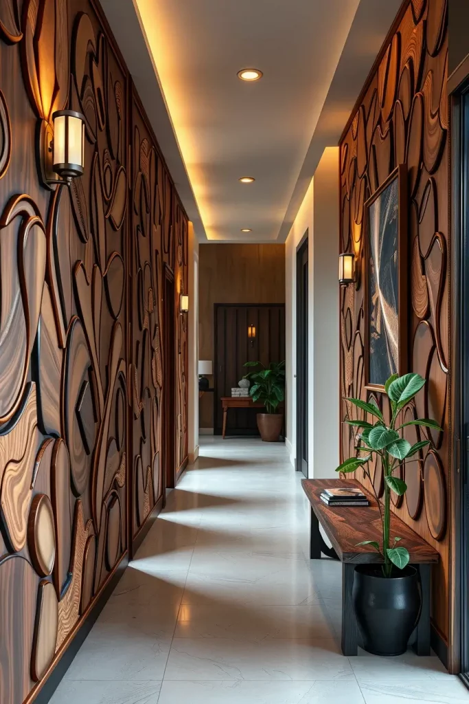 Timber Tales: 72 Artistic Panel Designs That Transform Hallways into Gallery Spaces