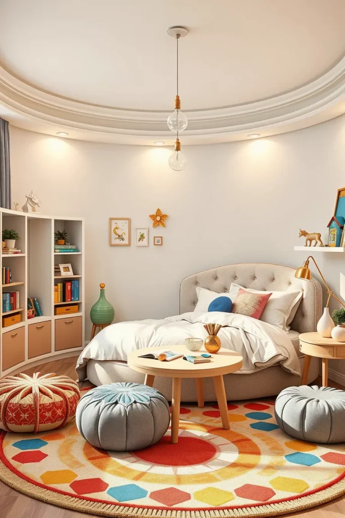66 Corner-Free Furniture Ideas for Bedrooms and Living Rooms