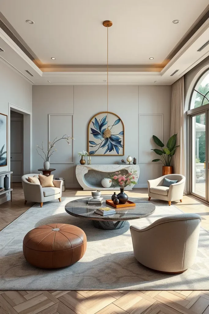66 Corner-Free Furniture Ideas for Bedrooms and Living Rooms