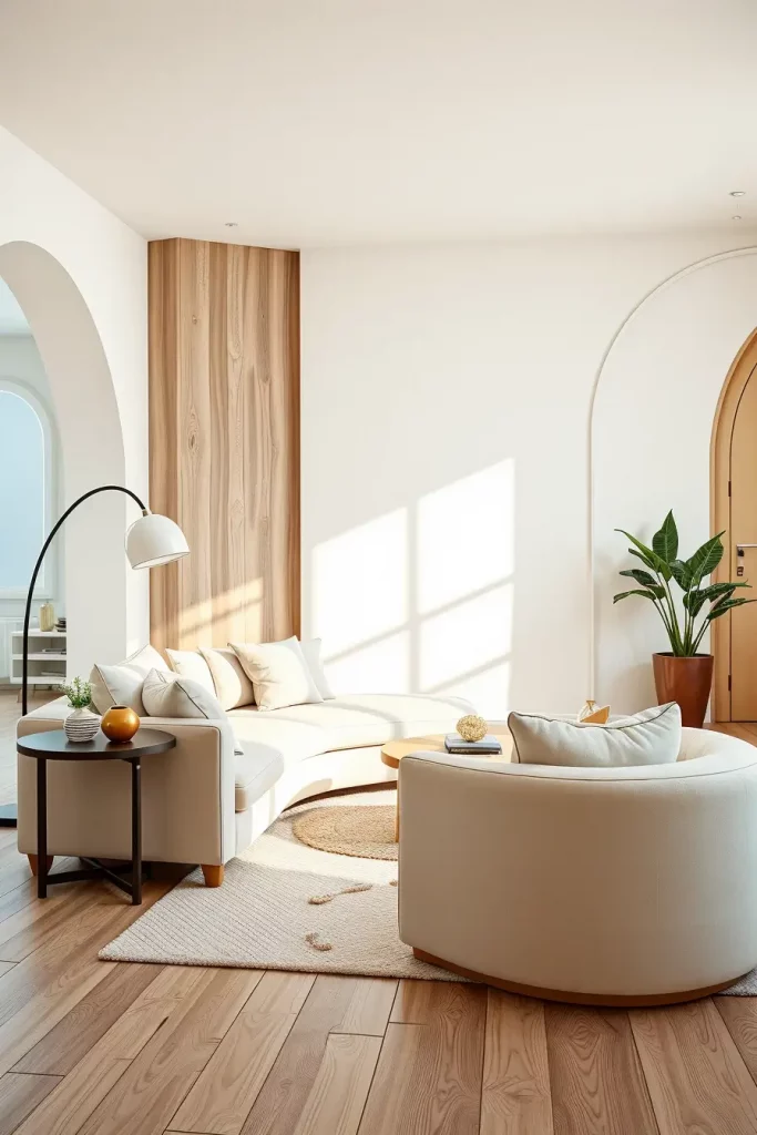 Sculpted Serenity: 68 Soft Curves in the Living Room That Whisper Modern Elegance