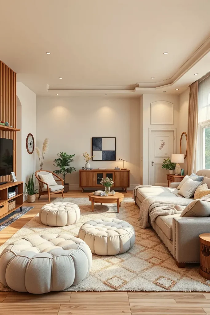 66 Corner-Free Furniture Ideas for Bedrooms and Living Rooms