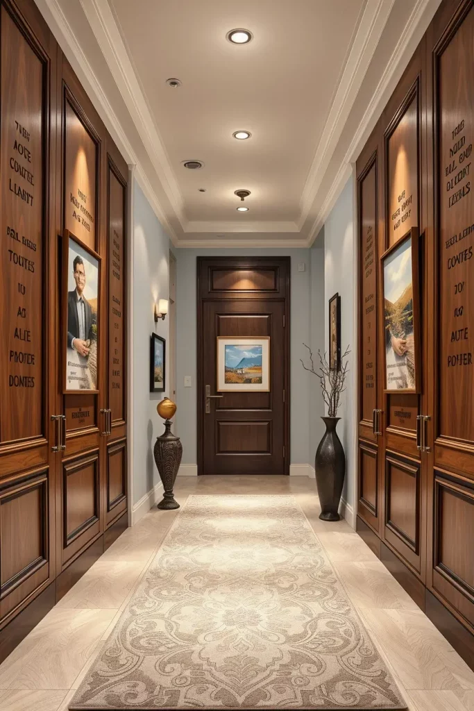 Timber Tales: 72 Artistic Panel Designs That Transform Hallways into Gallery Spaces