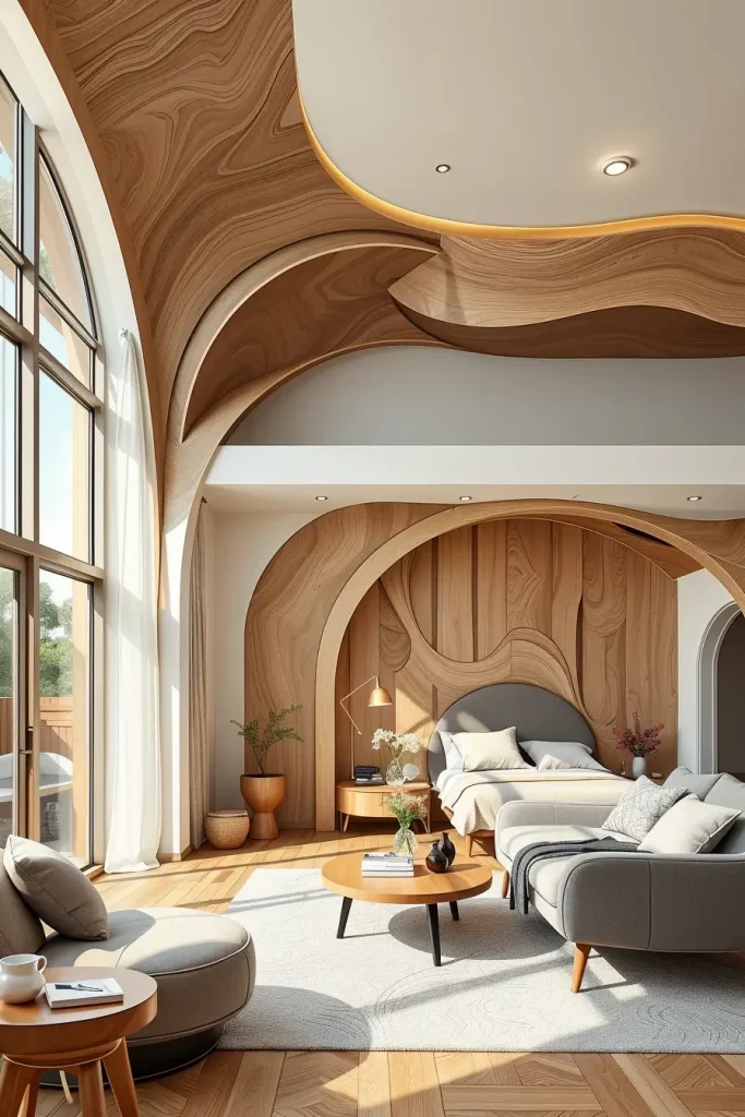 66 Corner-Free Furniture Ideas for Bedrooms and Living Rooms