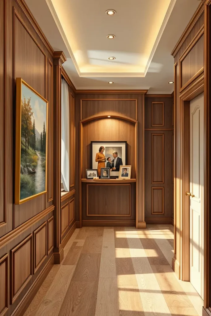 Timber Tales: 72 Artistic Panel Designs That Transform Hallways into Gallery Spaces