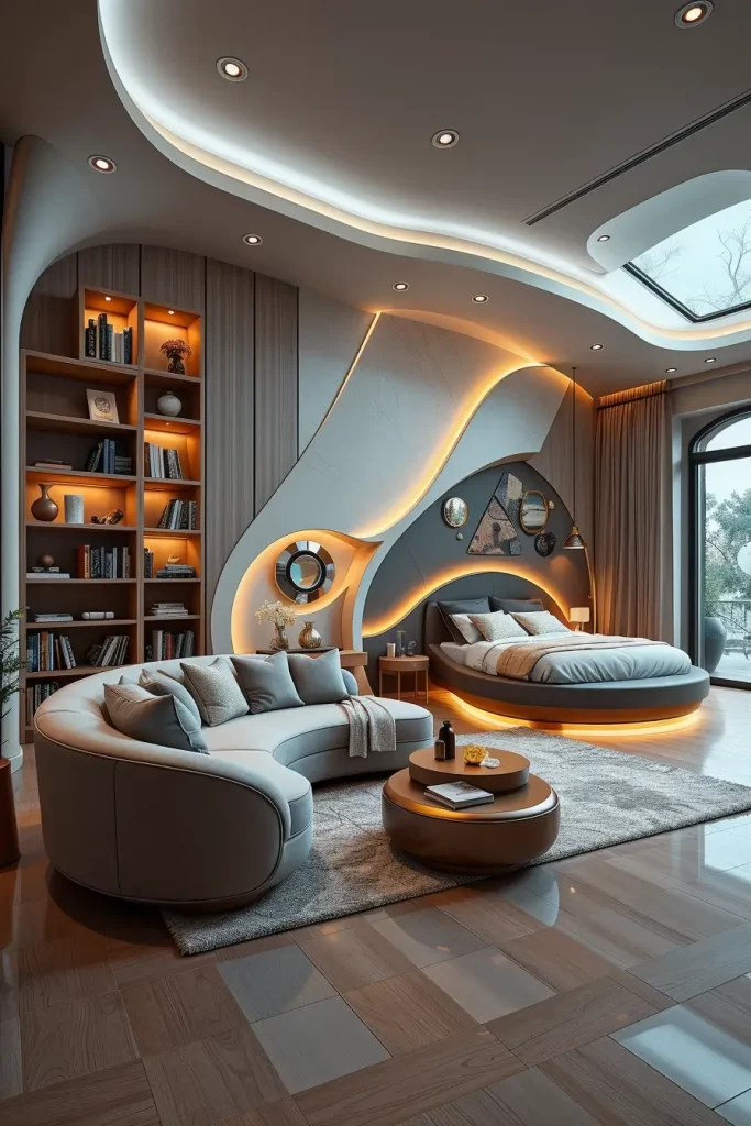 66 Corner-Free Furniture Ideas for Bedrooms and Living Rooms
