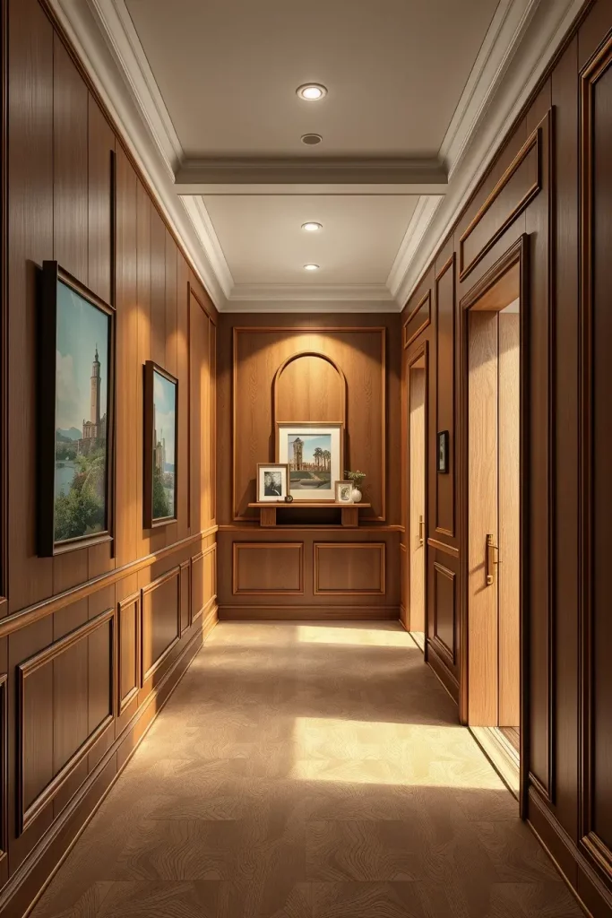 Timber Tales: 72 Artistic Panel Designs That Transform Hallways into Gallery Spaces