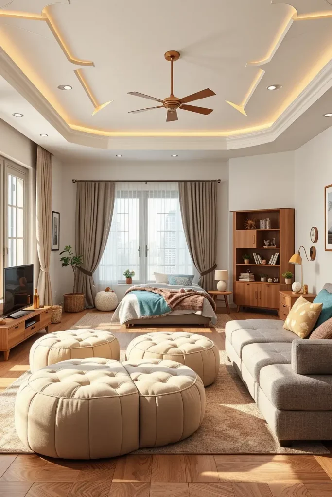 66 Corner-Free Furniture Ideas for Bedrooms and Living Rooms