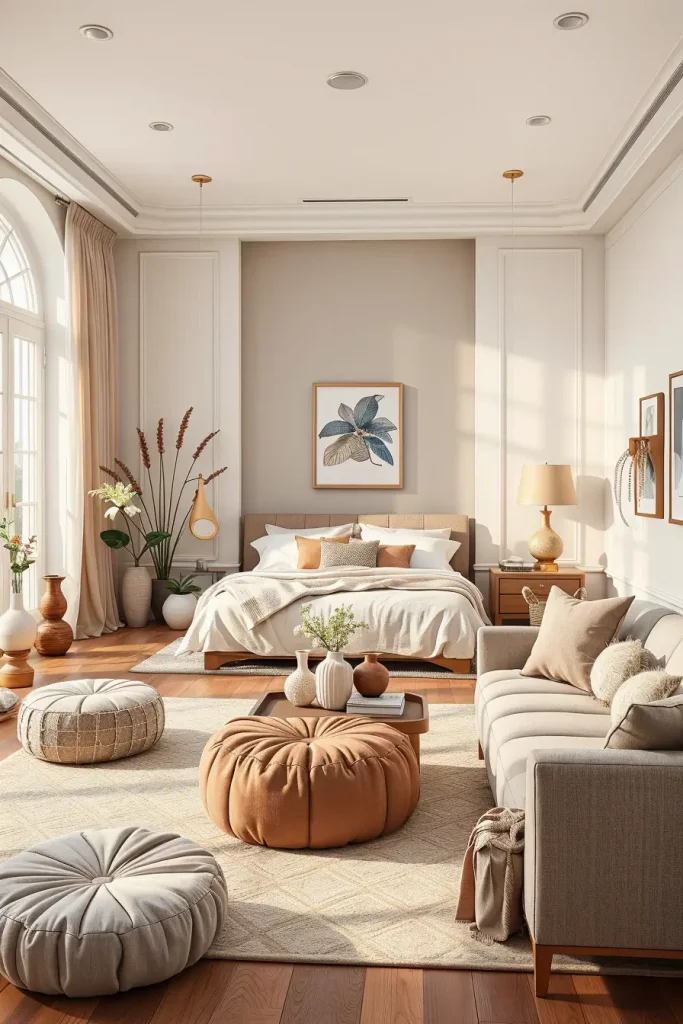 66 Corner-Free Furniture Ideas for Bedrooms and Living Rooms