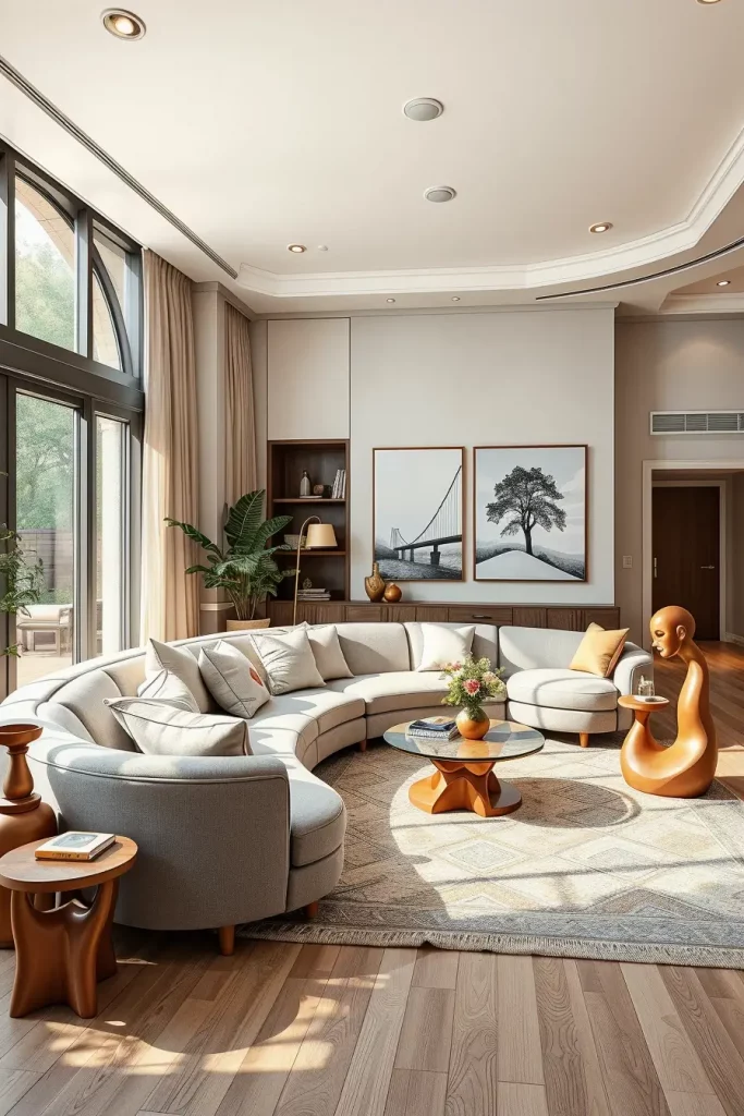 66 Corner-Free Furniture Ideas for Bedrooms and Living Rooms