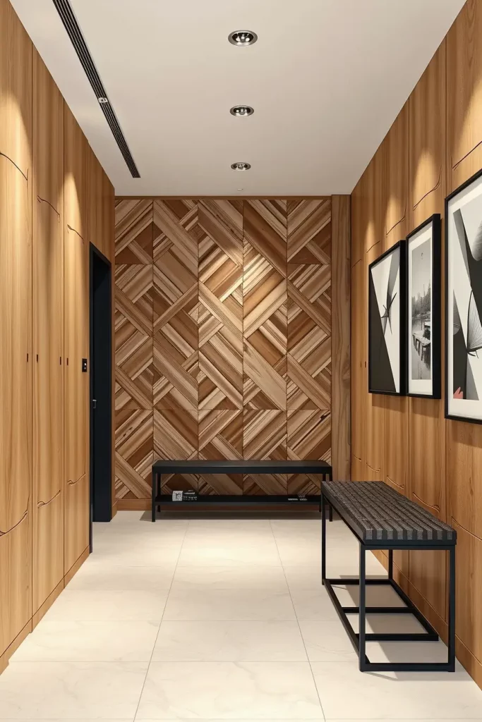 Timber Tales: 72 Artistic Panel Designs That Transform Hallways into Gallery Spaces